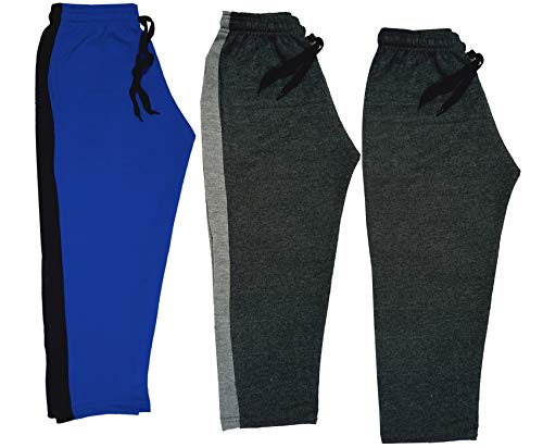 Image of indi weaves Kids Unisex Solid Fleece Warm Track Pants Winter Lower for Boys & Girls (Dark Grey; Dark Grey; Royal Blue; 8-9 Years) Pack of 3