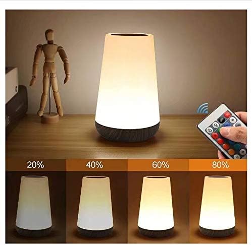 Table Lamp Touch Night Light - Portable Sensor Remote Control Bedside Lamps with Quick Rechargeable USB Dimmable Warm White Light 13 Colors RGB Table Lamp for Bedroom Living Room Office (black wood)