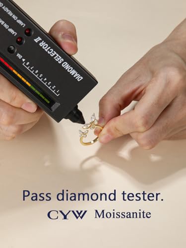 Moissanite Flower/Butterfly/Star Pretty Open Ring for Women, Adjustable Ring, Solid 925 Sterling Silver with Gold Plated, Stackable Ring, Birthday Valentines Anniversary Mothers Day Ideal Gift for Her3