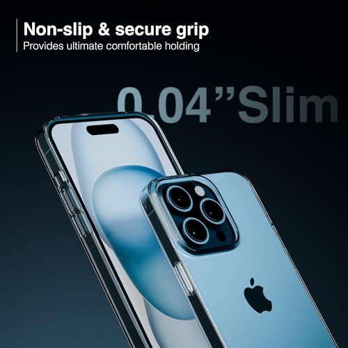 Image of UNBREAKcable Ultra Hybrid Back Case Compatible with iPhone 15 Pro | Hard Clear TPU Transparent Back Cover with Shockproof Bumper, Camera Protection, Anti-Yellowing, Slim Fit, Scratch Resistant Case