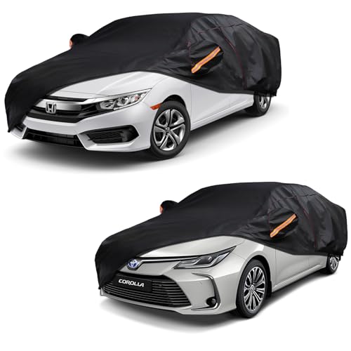 Image of Car Cover Custom Fit for Toyota Corolla 2013-2025, Honda Civic 2016-2025, 6 Layer Heavy Duty Car Cover Waterproof All Weather with Cotton Liner & Door Zipper