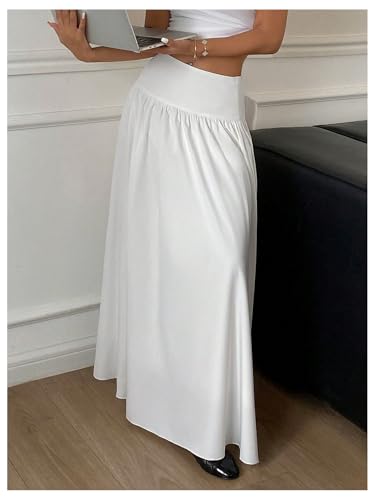 GORGLITTER Women's Flowy Long Skirt High Waist Flared A Line Maxi Skirts Trendy 20254