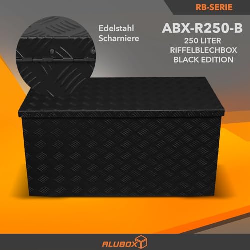 Alubox STRONG - BLACK EDITION ABX-R250 Aluminium Transportkiste aus 3mm Riffelblech 250 Liter in schwarz