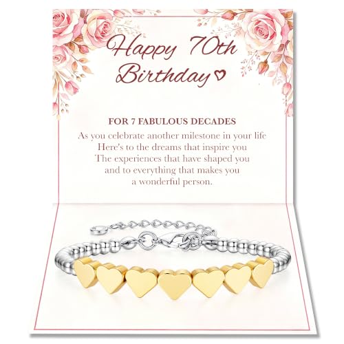 Bracelet de perles plaqué or 14 carats avec pendentif cœur chic par IEFLIFE pour femme
