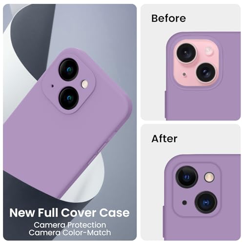 Image of FireNova Designed for iPhone 15 Case, Silicone Upgraded [Camera Protection] Phone Case, Soft Anti-Scratch Microfiber Lining Inside, 6.1 inch, Light Purple