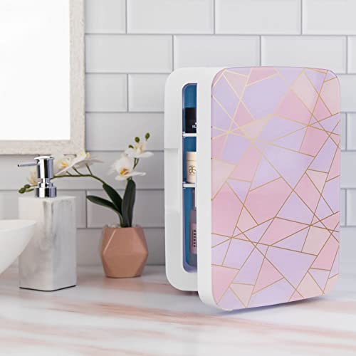 Image of Cooluli 10L Mini Fridge for Bedroom - Car, Office Desk & Dorm Room 12v Portable Cooler Warmer Food, Drinks, Skincare, Beauty Makeup AC /DC Small Refrigerator with Glass Front, Fractal Pink
