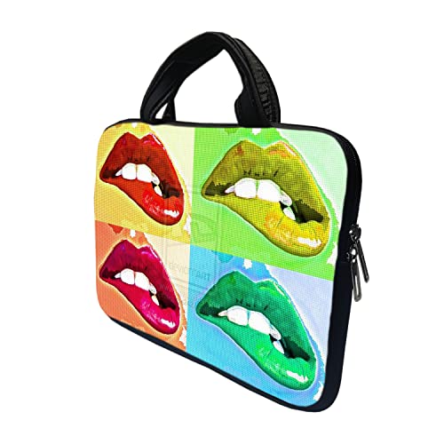 Image of TheSkinMantra Chain Laptop Sleeve Bag Compatible with Laptop /Macbooks /Chrombook /Notebook /Zbook (13.3 Inch (Handle), Hot Lips)