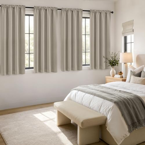 Image of MIULEE Cobblestone Blackout Curtains 4 Panels Set 72 Inch Length Bedroom | Thermal Curtains for Summer Heat, Light Blocking Privacy Window Drapes, Top&Bottom Rod Pocket