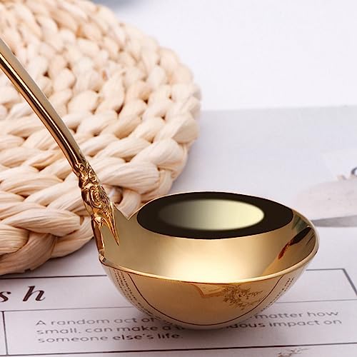 Cucharas para servir sopa en acero inoxidable 304 dorado de alta calidad 8