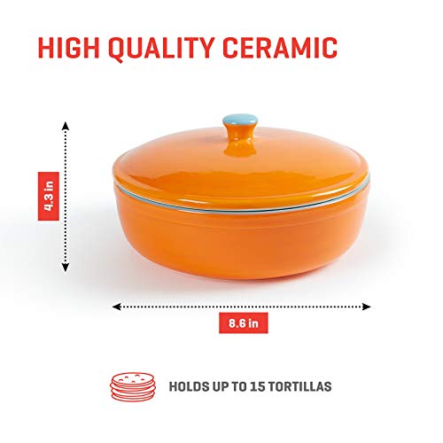 Uno Casa Ceramic Tortilla Warmer container Tortilla Holder 8.6 Inch