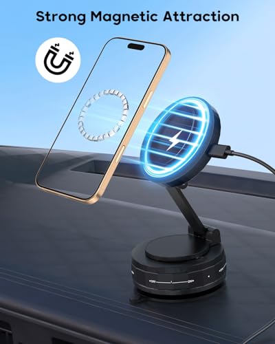 Support magnétique de voiture réglable à 360° pour iPhone et surface lisse - 4