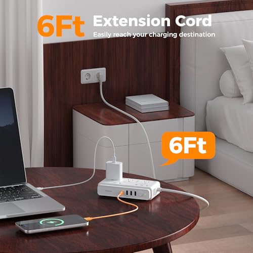 Image of TESSAN Voltage Converter US to Europe, 220 to 110 | 4 USB Ports (1 USB C), 3 AC Outlets, EU UK AU IT IN ZA Plug Adapter, Step Down Transformer, 6 FT Cord