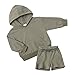 Sweatshirt for Teen Girls Boys 2PCS Solid Pullover Hooded Kids Long Sleeve Sweater & Shorts Outfits Set (C, 13-14 Years)
