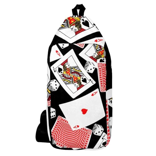 Sac à dos à bandoulière motif cartes de blackjack léger et résistant 16cm