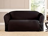 Kashi Micro-Suede Slipcover Sofa Loveseat Chair Furniture Cover (Loveseat, Black)