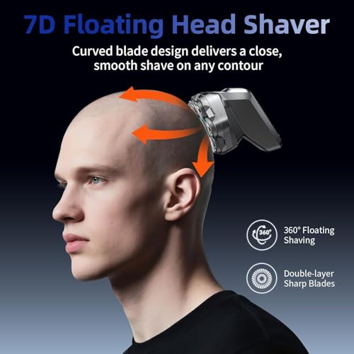 Image of kensen 7D Head Shaver Replacement Head - Electric Shaver Replacement Head 7 Heads for Bald Men Wet and Dry for kensen Series S32 Head Shaver