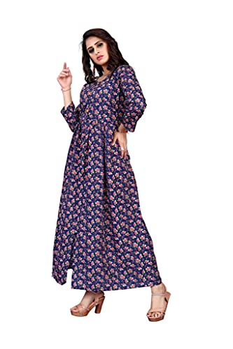 Image of H.E HAMZA ENTERPRISER Printed Crepe Material Brown Western Dress For Women