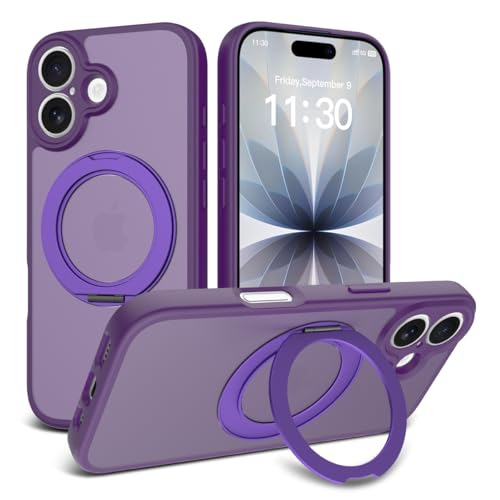 Image of Magnetic Case for iPhone 17 with Magnetic Ring Stand, [Compatible with Magsafe] [Military Grade Drop Protection] Shockproof Phone Cover for iPhone 17 Full Camera Protection 6.3 inch Purple