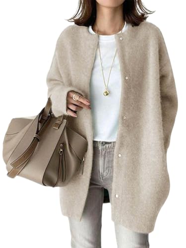 utcoco Womens Wool Pea Coat Single Breasted Woolen Blend Trench Overcoat with Pockets