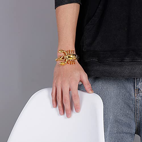 Rock Men Women 18K Gold Stainless Steel Scorpion Bracelet Black Bike Biker Animal Cuff Bangle Wrist Jewelry Silver Polished3