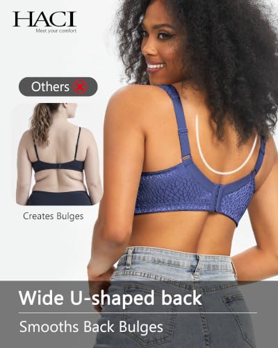 Image of HACI Women Minimizer Bra Full Coverage Everyday Wirefree Unpadded Plus Size