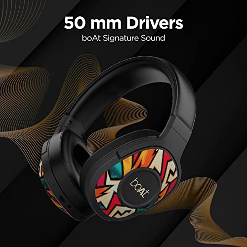 Image of Boat Rockerz 558 Bluetooth Wireless Over Ear Headphones with Mic Upto 20 Hours Playback, 50MM Drivers, Soft Padded Ear Cushions and Physical Noise Isolation(Black Symphony)