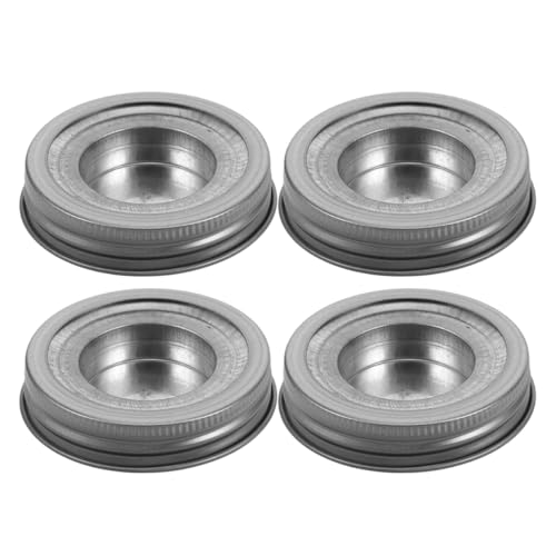 Happyyami 1 Set Jar Lid Insert Stainless Steel Candle Holder for Regular Mouth Jars Stable Design for Multiroom Use for Bathroom Patio