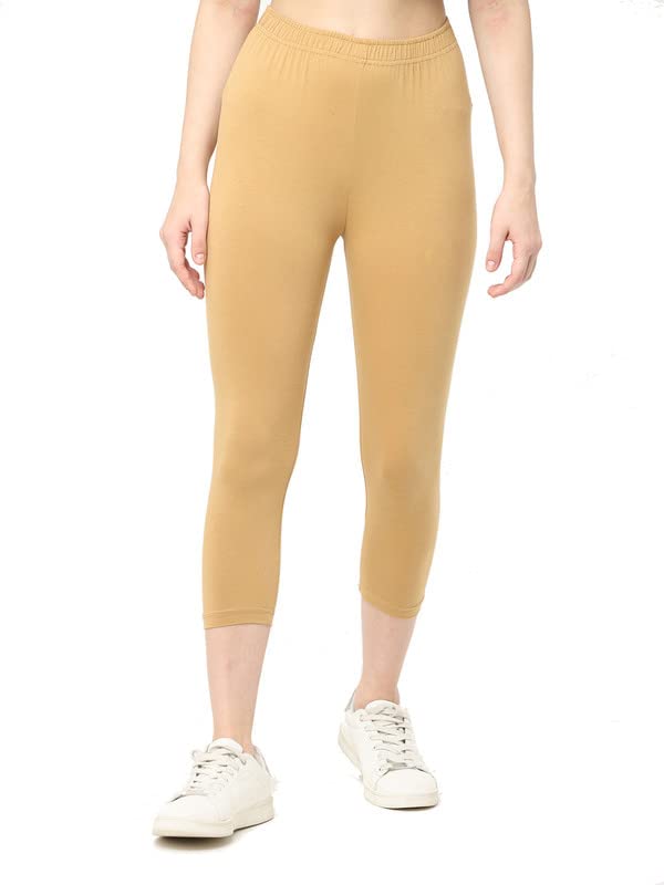 Image of Robinbosky Premium Stretchable Cotton Capri Legging for Women | Suitable for Formal wear & Casual wear | High-End Elastic Makes. The Leggings Squat Proof and Durable for Travel, Yoga, & Workout.