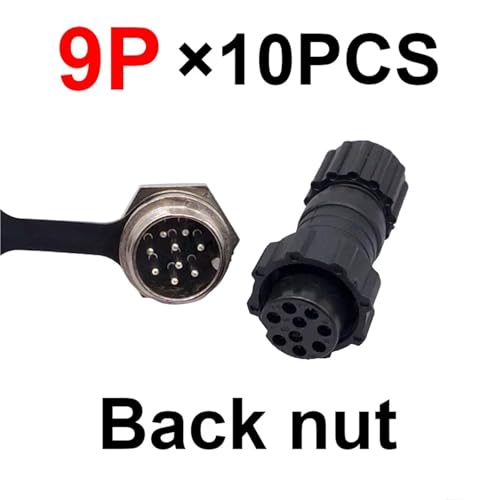 Conector GX16 M16 de 9 pines con tuerca trasera para acoplamiento seguro de cables, 10 unidades 2