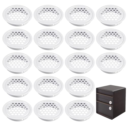 20 Pièces Grille Aeration Ronde Blanc, 35mm Ventilation Aération Ronde, Grille D'Aération Trou, Grille Aération Trou en Acier Inoxydable, pour Armoires,...