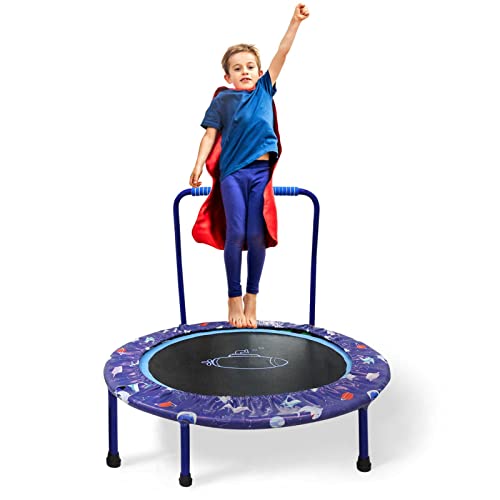 Trampolin Kinder Ø96cm, Trampolin Klein mit Schaumstoffgriff und Sicherheitspolster, Faltbarer Trampolins Indoor Outdoor,...