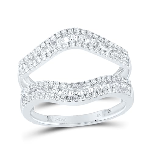 Jewels By Lux 14kt White Gold Womens Round Diamond Wrap Enhancer Wedding Band 5/8 Cttw, Women's Size: 5-9