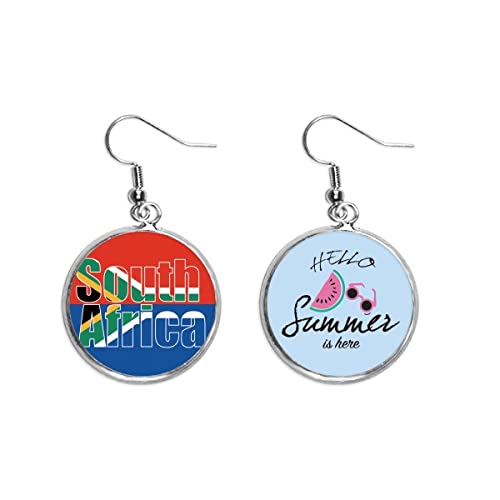 Pendientes de sandía con bandera de Sudáfrica ligeros para lóbulo
