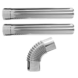 HAMPPLIES 3 piezas Tubo de Escape para Calentador de Gas de Acero Inoxidable con Codo de y Tubos Rectos Resistentes Altas Temperaturas para Ventilación de Chimenea