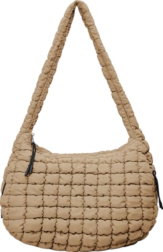 Quilted Tote Bag for Women - Puffy Carryall Tote Bag - Large Puffer Crossbody Handbags - Shoulder Soft Fluffy Lightweight for Women Everyday Work Travel