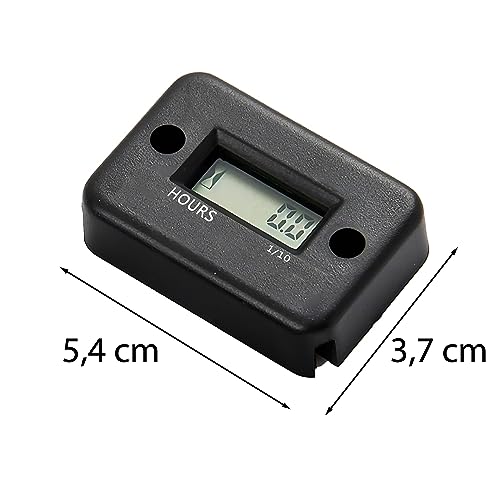 Retoo Betriebsstundenzähler Digitaler Motorsäge Stundenzähler Generator Wasserdichte Hintergrundbeleuchtung Drehzahlmesser Wartungsstundenzähler für Reiten Rasenmäher Rücksetzbarer Job-Timer