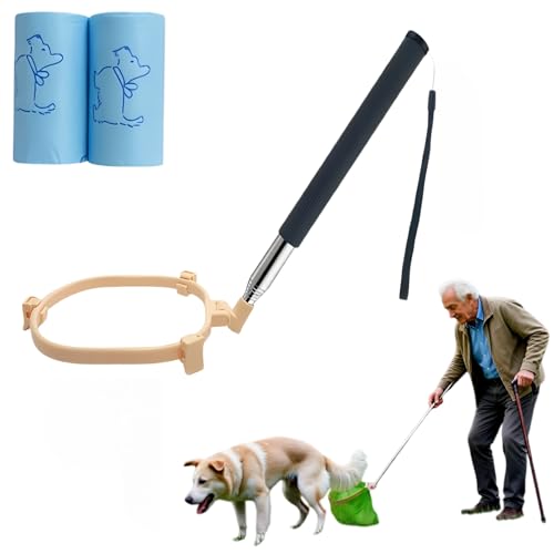 Hundekotsammler & Teleskop Hundekotschaufel aus Edelstahl (81cm) Rückenschonende Hundekot Schaufel ohne Bücken Mistboy Kotschaufel mit Einhandbedienung für Rasen Garten & Kies Hundekotbehälter