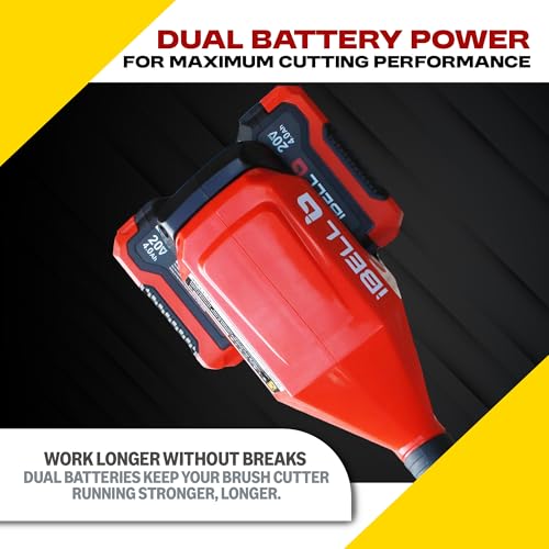 Image of iBELL IBL BB20-60 40V Cordless Brush Cutter /Grass Cutter /Trimmer (20V + 20V) with 2 Battery | BLDC Motor 5800 RPM | 4.0Ah Battery & Dual Charger | Blade & Trimmer Head | 6 Months Warranty