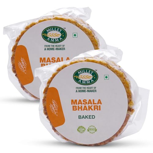 Image of Millet Amma Baked Masala Bhakhri - 360 Gms | (Pack of 2 - Each 180 Gms) | Ready to Eat | Best Choice for Snack Time, Parties & Events | Healthy Traditional Gujarati Snacks