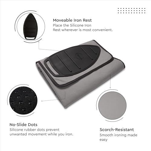 Image of Encasa XO Ironing Mat Pad, Silicone Iron Rest, Heat Resistant Grey