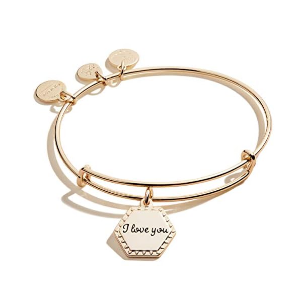 Alex and Ani I Love You IV EWB, SAG, Shiny Antique Gold, Expandable (A20BILY01SAG)