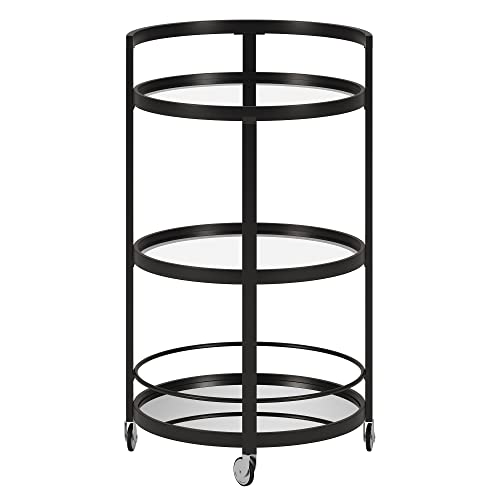 Image of Henn&Hart 21 inch 3-Tier Portable Modern Bar Cart, Serving Cart, Black