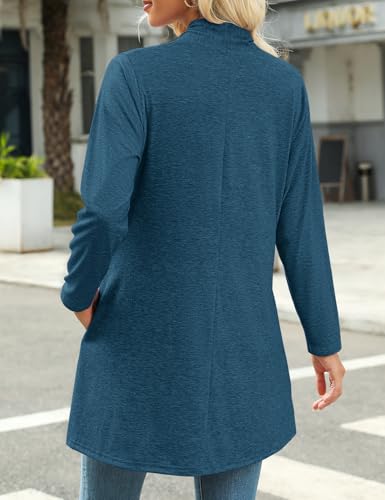 Image of JollieLovin Women's Plus Size Long Sleeve Lightweight Cardigans Open Front Casual Soft Drape Fall Dusters(2X,D-Indigo)
