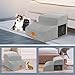 Thihome Hundetreppe für Kleine Hunde, rutschfeste Katzentreppe mit Abnehmbarer Bezug, 2 Stufen Hunderampe, Wasserdicht Haustiertreppe für Bett & Sofa, Grau