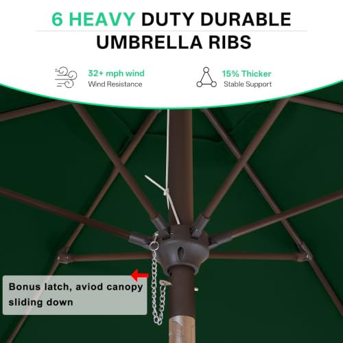 Image of ABCCANOPY 7.5ft Scalloped Patio Umbrella, Outdoor Table Umbrella with Tilt and Crank, Fiberglass Ribs Deck Umbrella for Patio, Pool, Garden, Picnic (Green)