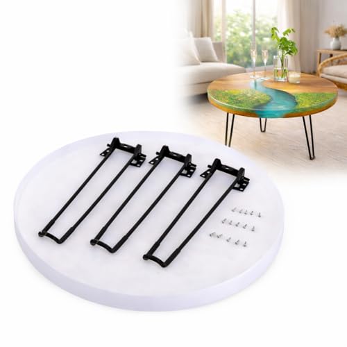 20 Inch Resin Table Molds, Large Round Silicone Resin Molds with 3 Pcs Hairpin Legs for Table, Epoxy Resin Topdesk Molds for Charcuterie Board, River Table, DIY Art Home Decoration