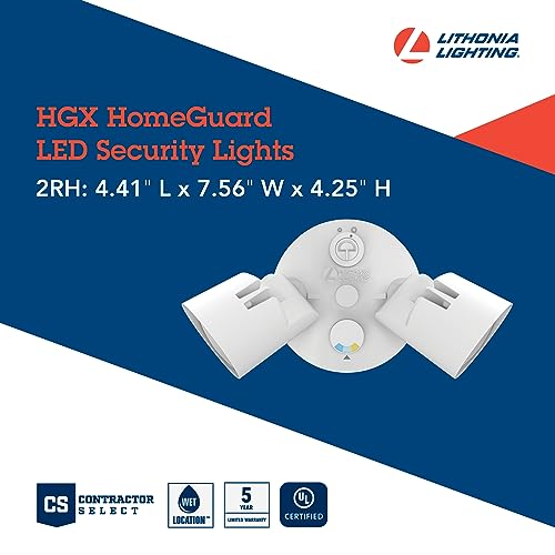 Lithonia Lighting HGX LED 2RH ALO SWW2 120 PE WH M2 HomeGuard Security Flood Lights 1800-2750 Lumens, 2-Light, Photocell Sensor and Motion Detection, White by Lithonia Lighting - Image 4