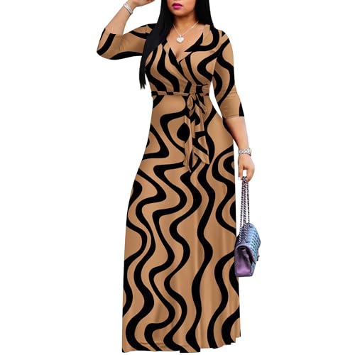 Image of FANDEE Plus Size Maxi Dress for Women Casual Summer Sundress V-Neck 3 /4 Sleeve