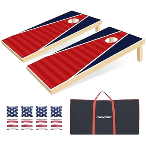 3x2 ft Cornhole Board Set - Solid Wood with 8 Bean Bags & Case, For Backyard, Beach, Park Cover