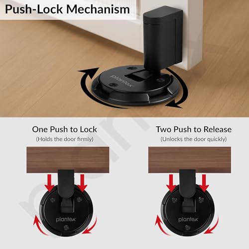 Image of Plantex Floor Mounted Door Stopper /Door Stopper for Home /Door Stoppers for Hotel /Office - Pack of 1 (Black)